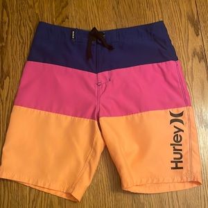 Boy’s Hurley Triple Threat Board shorts, Deep Royal Blue, Coral and Hot Pink